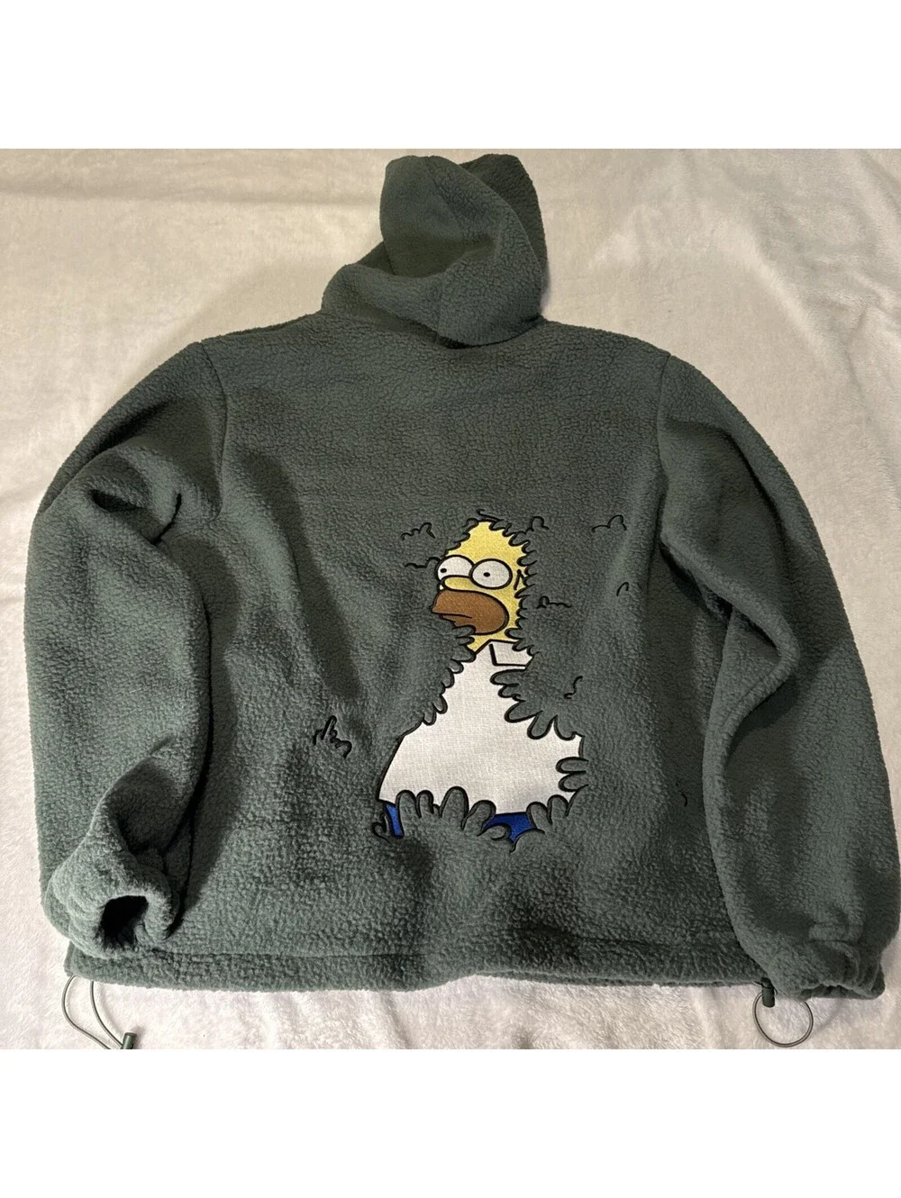 Homer Simpson Bush Meme Jacket – Funny Unisex Oversized Teddy Fleece Streetwear